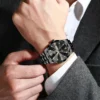 Men Watch Water Diamond Luxury Night Glow Double Calendar Quartz Movement 41mm Blue Gold Stainless Steel Fashion Business Watch 5