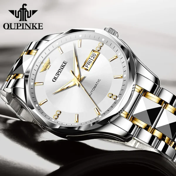 OUPINKE Luxury Top Brand Men's Watches Fashion Sapphire Mirror Automatic Mechanical Watch Dual Calendar Luminous Watch for Man 2