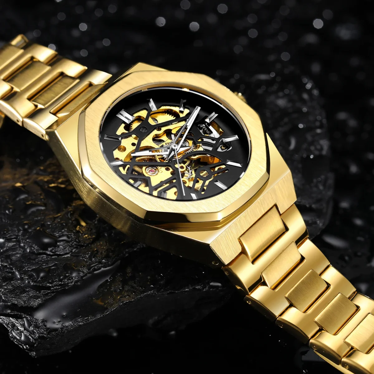 FORSINING Fashion Automatic Mens Watches Top Brand Mechanical Transparent Waterproof Military Stainless Steel Sport Wristwatches 4