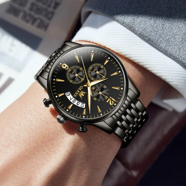 OLEVS Men's Watch Waterproof Luminous Wrist Watch Quartz Stainless Steel Watch for Men Pilot Top Brand Male Watches 2