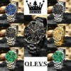 OLEVS Men's Watches Top Brand Luxury Watch for Men Original Waterproof Stainless Steel Chronograph Moon Phase Date Rota Dial 6