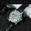 WINNER Fashion Elegant Ladies Watches Top Brand Luxury Iced Out Skeleton Mechanical Watch Luminous Hands Leather Strap Unisex 4