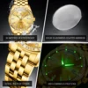 OLEVS Top Brand Atmospheric Men's Watches Fashion Diamond Gold Watch Fully Automatic Mechanical Watch Week Calendar Waterproof 5