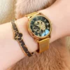 Forsining Fashion Women's Luxury  Golden Mechanical  Watch Roman Numerals Transparent Skeleton Watches Stainless Steel Clock 1