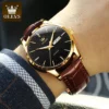OLEVS Mens Quartz Watches Brand Luxury Casual Fashion Men's Watch For Gifts Breathable leather Waterproof luminous Wristwatch 6