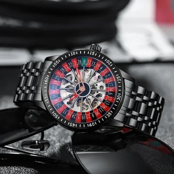 2025 Gambling plate dial Luxury Brand Waterproof Mechanical Watches for Mens Fashion Automatic Skeleton Wristwatch Reloj Hombre 2