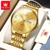 OLEVS Luxury Brands Original Quartz Men's Watches Waterproof Fashion Gold Wristwatch for Male Luminous  Butterfly Buckle Watch 2