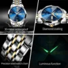 OLEVS Original Men's Watches Calendar Week Fashion Quartz Watch for Man Stainless Steel Strap Waterproof Luminous Wristwatch 5