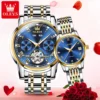 OLEVS Luxury Brand Original Couple Watch Stainless Steel Strap Waterproof Fully Automatic Mechanical Watch Romantic Lover Watch 2
