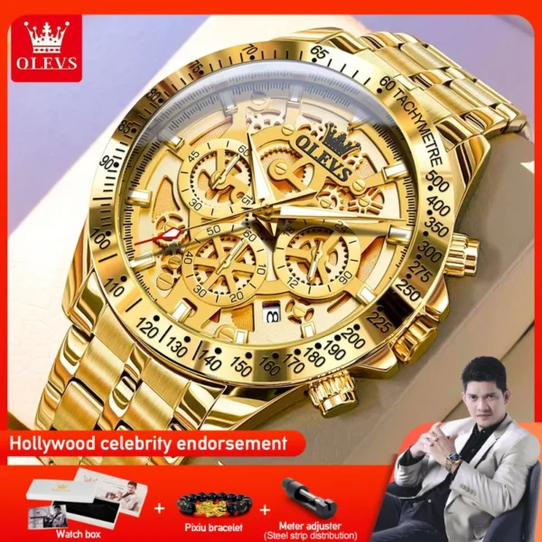 OLEVS 9913 New Mens Watch Original Quartz Watch Waterproof Luminous Watches For Men Multifunctional Chronograph Mens Gifts Reloj 1