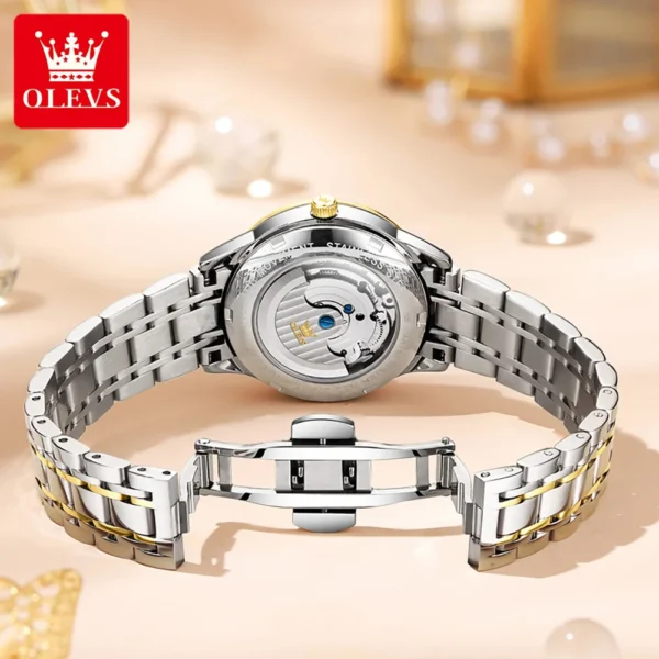 OLEVS Luxury Fashion Women's Watches Waterproof Moon Phase Hollow Out Fully Automatic Mechanical Watch Bracelet Necklace Set 2