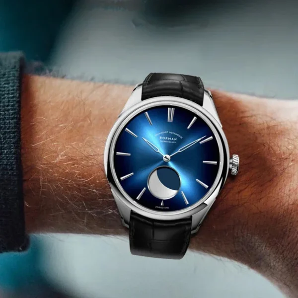 BORMAN Stainless Steel Men Mechanical Watch Power Reserve 80Hour Moon Phase Automatic Watch Sapphire Glass Waterproof 50M Watch 2