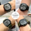 MEGIR Black Quartz Watch Men Waterproof Square Dial Wristwatch with Chronograph Stainless Steel Strap Luminous Hands Auto Date 3