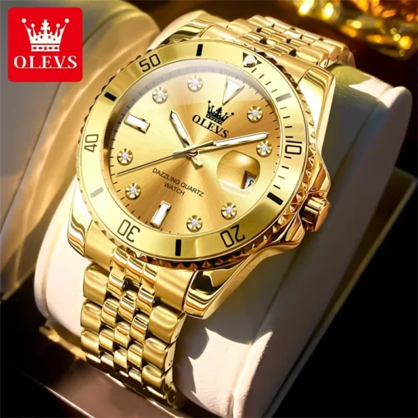 OLEVS Original Brand Luxury Stainless Steel Strap Men Watches Luminous Quartz Watch Waterproof Calendar Business Man Wristwatch 1