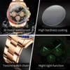 OLEVS Original Luxury Men's Quartz Watches Rainbow Di Diamond Ring Dial Waterproof Luminous Watch for Man Chronograph Calendar 5