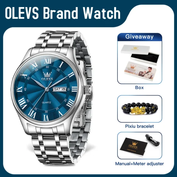 OLEVS 3663 Mens Watch Original Simple Brand Quartz Watch Waterproof Luminous Watches For Men Dual Calendar Display Mens Gifts 2