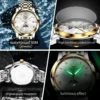 OLEVS Trend Fasahion Men's Watches Stainless Steel Original Quartz Watch for Man Waterproof Luminous Date Moon Phase Wristwatch 5