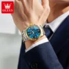 OLEVS Men Watches Multifunction Fashion Original Quartz Watch for Man Waterproof Stainless Luminous Date Moon Phase Chronograph 3