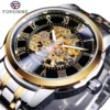 Forsining 349 Luxury Fashion Skeleton Hollow Mechanical Stainless Steel Men Clock Business Wristwatch 4