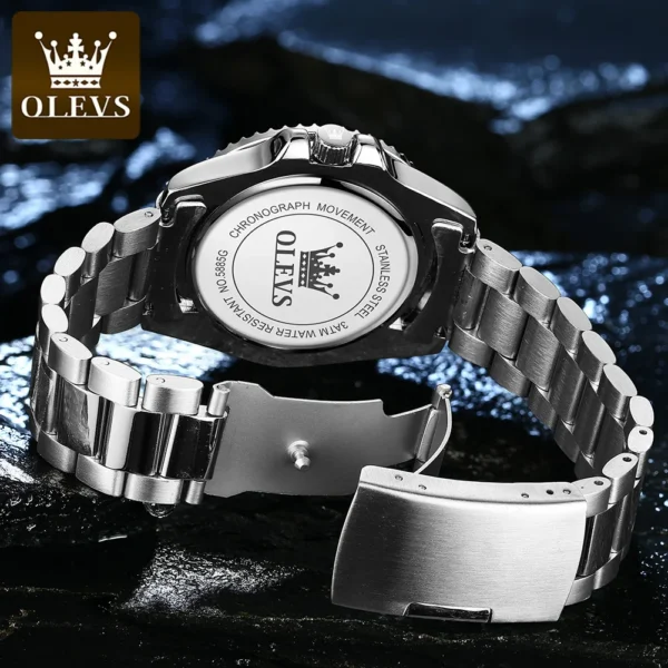 OLEVS Men's Watches Green Dial Waterproof Stainless Steel Strap Calendar Quartz Watch Luminous Luxury Male Wristwatch Original 2