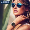 LOREO Brand New Fashion Women Mechanical Watch High Quality Leather Strap Waterproof Calendar Automatic Watches Womens Relogio 6