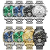 OLEVS Mechanical Men Watches Automatic Stainless Steel Waterproof Date Week Green Fashion Classic Wrist Watches 6607 6