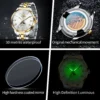 OLEVS 7063 Moon Phase Business Men's Watches Date Luminous Waterproof Automatic Mechanical Watch Classics Simple Wrist Watch 5