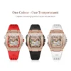 OUPINKE Ladies Mechanical Watch Automatic Skeleton Red Strap Fashion Diamond Crystal Evening Banquet Dress Watches for Women 6