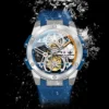 OUPINKE Tourbillon Movement Top Brand Men's Watches Waterproof Silicon Tape Automatic Mechanical Watch Hollow Out Original Watch 4