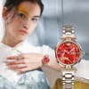 OUPINKE 3180 Automatic Mechanical Wrist Watch for Women Elegant Rose Gold Steel Strap Diamond Scale Seiko Movement Ladies Watch 5