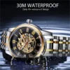 Forsining 349 Luxury Fashion Skeleton Hollow Mechanical Stainless Steel Men Clock Business Wristwatch 6