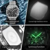 OLEVS 5639 Men's Watches Tonneau Chronograph Stainless Steel Waterproof Quartz Watch Luminous Date Original Brand Watch for Man 5