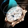 OUPINKE 3189 Mens Watch Original Luxury Automatic Mechanical Watch Moon Phase Waterproof Luminous Mens Gifts Reloj Hombre 4