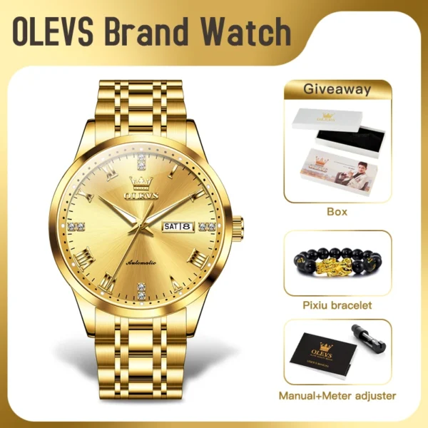 OLEVS 7062 Mens Watch Luxury Original Business Brand Mechanical Watch Waterproof Watch For Men Date Week Display Mens Gifts  ﻿ 2