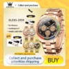 OLEVS Original Luxury Men's Quartz Watches Rainbow Di Diamond Ring Dial Waterproof Luminous Watch for Man Chronograph Calendar 1