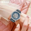 OUBAOER Ladies Mechanical Watch Automatic Skeleton Leather Strap Fashion Diamond Crystal Evening Banquet Dress Watches for Women 6