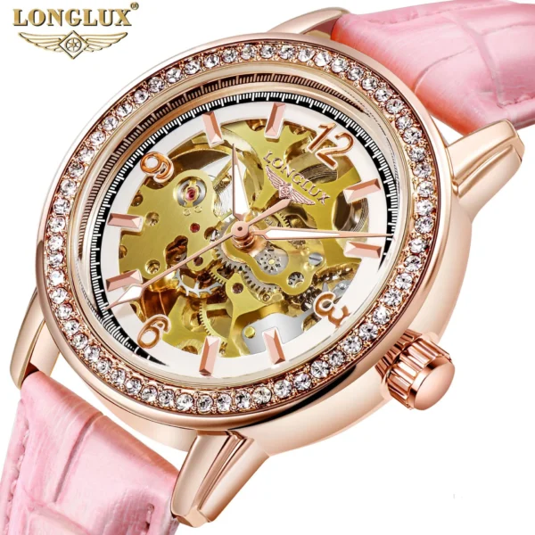 Girls Watch Mechanical Luxury Ladies Automatic 50m Waterproof Business Dress Woman Sport Leather Watch Clock Relogio Feminino 1