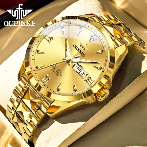 OUPINKE 3306 Top Brand Original Luxury Men's Watches Tungsten Steel Date Automatic Mechanical Watch Waterproof Genuine Diamond 1