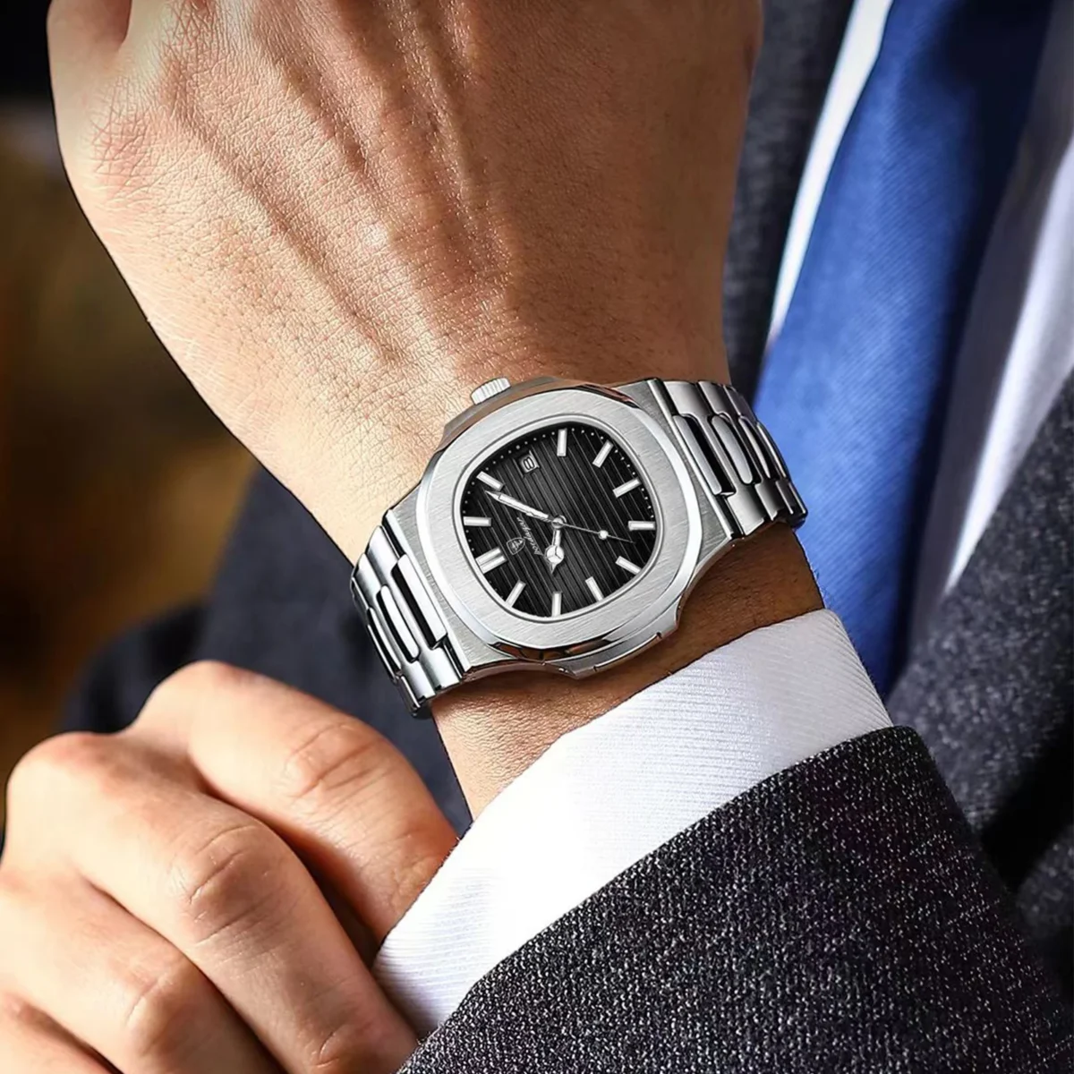 POEDAGAR Top Luxury Brand Man Watch Sports Waterproof Luminous Date Men Wristwatch Square Dial Quartz Men's Watches High Quality 6