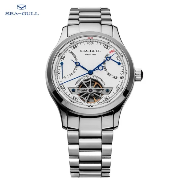 2025 Seagull Men's Automatic Mechanical Watch Multifunction Dial Calendar Sapphire Steel Band Men's Wristwatch M163S 1