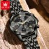 OLEVS Original Fashion Moon Phase Men's Watches Waterproof Chronograph Quartz Watch Stainless steel Calendar Brand Wristwatch 4