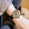 Ladies' Starry Series Fashion Mechanical Watch Waterproof and Scratch resistant Hollow out Dial High quality Leather Strap Watch 1