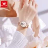 OLEVS Women's Watches Elegant Fashion Skeleton Flywheel Automatic Mechanical Watch for Ladies Waterproof Luminous Rose Gold 4