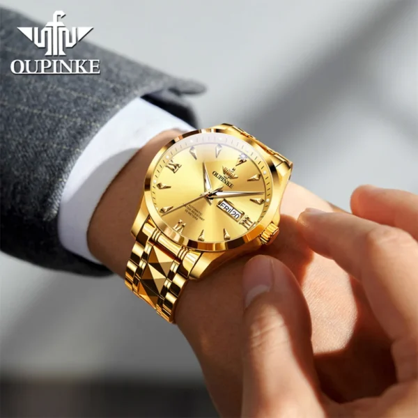 OUPINKE 3306 Top Brand Original Luxury Men's Watches Tungsten Steel Date Automatic Mechanical Watch Waterproof Genuine Diamond 2
