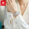 OLEVS Women's Watches Simple Elegant Diamond Bezel Original Quartz Watch for Ladies Waterproof Luminous Date Stainless Steel New 4