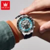 OLEVS 6713 Brand Fashion Skeleton Men's Watches Waterproof Automatic Mechanical Watch Moon Phase Luminous Original Wristwatch 3