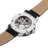 WINNER Fashion men's and women's watches black and silver hollow design creative dial leather strap automatic mechanical watches 5
