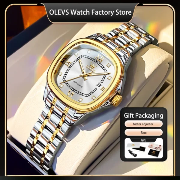 OLEVS Fashion Elegant Women's Watches Date 30m Waterproof Automatic Mechanical Watch for Lady Luminous Original Brand Wristwatch 1
