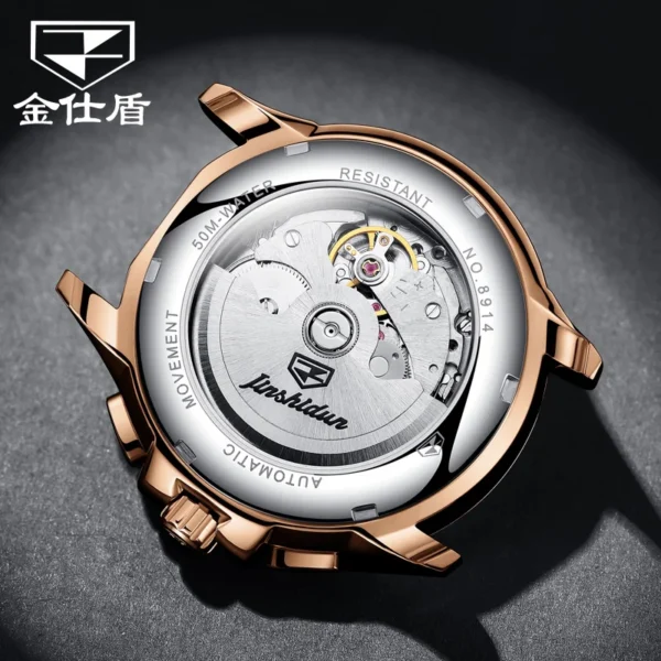 JSDUN High end Atmosphere Men's Fully Automatic Mechanical Watch Leather Strap Waterproof Date Business Watch for Man Original 2