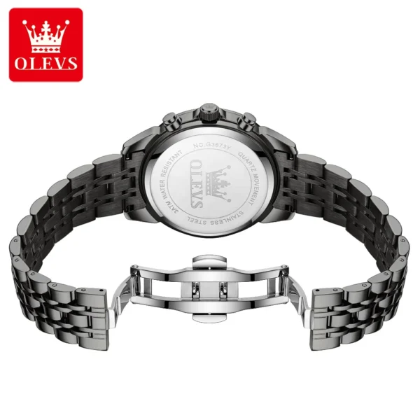 OLEVS Original Fashion Moon Phase Men's Watches Waterproof Chronograph Quartz Watch Stainless steel Calendar Brand Wristwatch 2